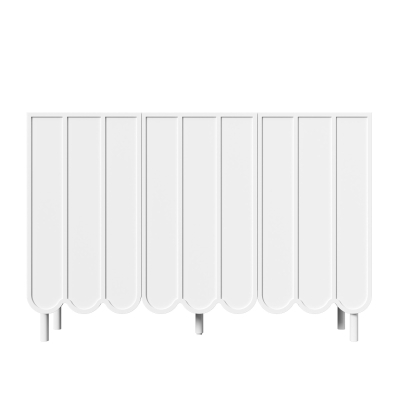 Credenza moderna con 9 ante ondulate, Bianco