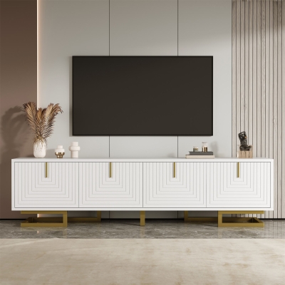 Mobile TV Bianco con gambe dorate