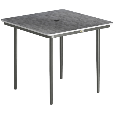 Outsunny Garden Dining Table 85cm Faux Wood Top Dark Grey