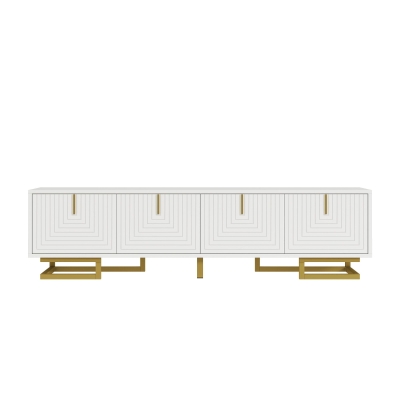 Mobile TV Bianco con gambe dorate