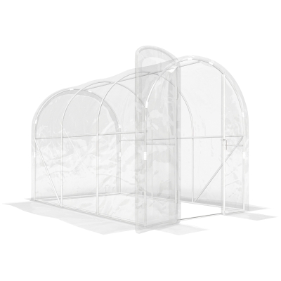 Outsunny Invernadero túnel de jardín 300 x 200 x 200 cm 6 m² con puerta con bisagras lona en PE 150 g/m² para hortalizas plantas flores