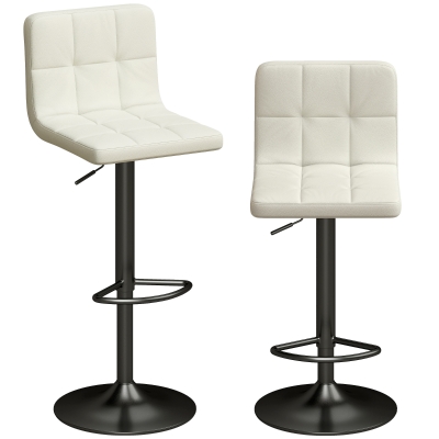 HOMCOM Set 2 Sgabelli Bar con Poggiapiedi 39.5x44x88-110 cm Crema