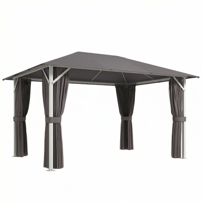 Outsunny Gazebo 394cm x 294cm x 255cm Grigio scuro (antracite)