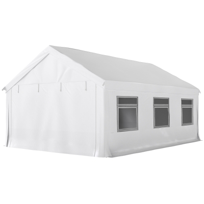 Outsunny Gazebo 4x6m Acier Blanc avec Panneaux et Fenêtres