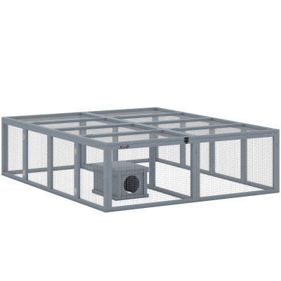 PawHut Recinto per conigli 180,4cm x 150cm x 48cm Grigio