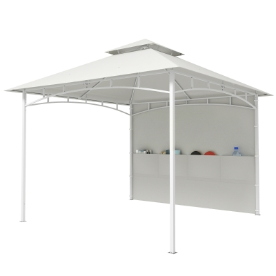 Outsunny Gazebo 3x3m Métal Crème Double Toit avec Rideaux