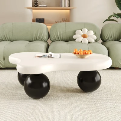 Table basse style nuage, Blanc+Noir