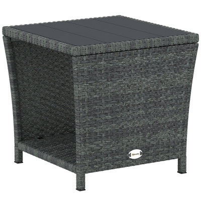 Outsunny Outdoor Coffee Table 2-Tier with Storage Grey
