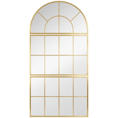 Espejo de pared arqueado espejo de pared en forma de ventana juego de 3 piezas marco en metal 76 x 150 cm dorado HOMCOM