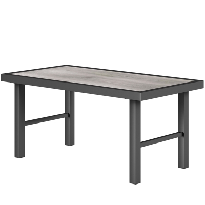 Outsunny Table Basse Jardin Rectangulaire Métal 100x52x46cm Noir