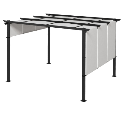 Outsunny Pergola Gazebo 3x3.5 m con 3 Tettucci Grigio Chiaro