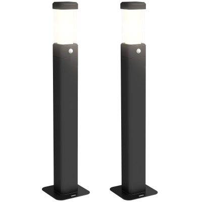 Outsunny Set de 2 lampi de exterior, stalpi luminoase LED, Etanche IP65, Lumina pentru alei si drumuri, negru