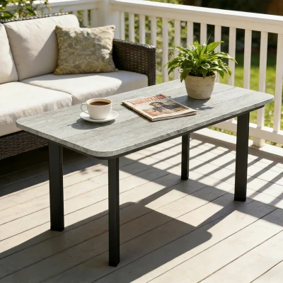 Outsunny Garden Coffee Table Metal Frame Grey
