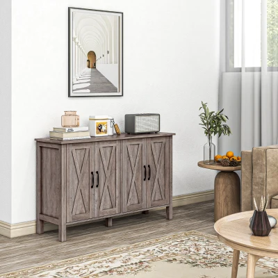 HOMCOM Mobiletto Multiuso Rustico con 4 Ripiani in Legno Grigio