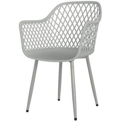 Outsunny Lot 4 Chaises Jardin Plastique UV Gris avec Accoudoirs