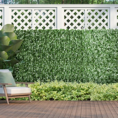 Outsunny Rollo de Seto Artificial para Balcón y Jardín en PE con Hojas de Hiedra, 300x100 cm, Verde oscuro