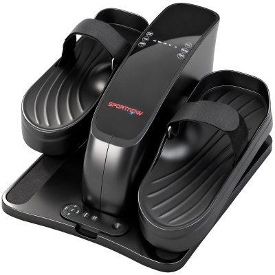 SPORTNOW Mini entrenadora de pedales, 12 velocidades, pantalla LED, mando a distancia, antideslizante, portátil, metal, plástico, negro