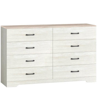 HOMCOM Cómoda Moderna de 8 Cajones en Madera, 140x40x86 cm, Nogal y Gris Claro