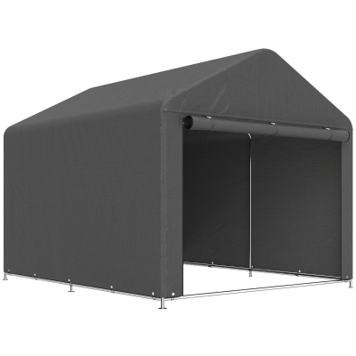 Outsunny Cobertizo de jardín tienda de almacenamiento impermeable refugio para moto puerta enrollable cremallera, 200 x 238 x 183 cm, gris oscuro