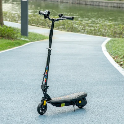 HOMCOM Patinete Eléctrico para Niños de 7-14 Años Plegable con Faro LED Rueda y Freno Velocidad Máxima de 12 km/h Negro