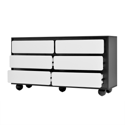 Commode à six tiroirs, Noir