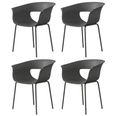 Outsunny Set 4 Chaises Extérieur Métal Gris Foncé 61x51x74 cm