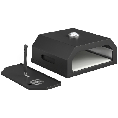 Outsunny Fornetto per Pizza a Legna con Pietra e Termometro Nero