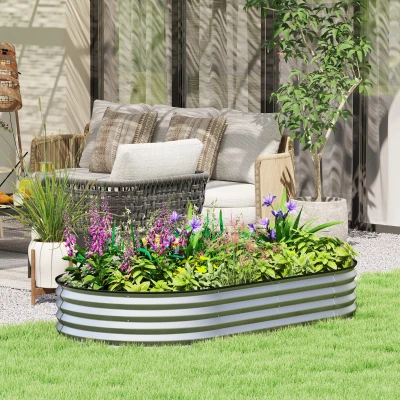 Outsunny Jardinière Surélevée Acier 181x93x30cm Argent