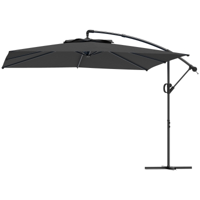 Outsunny Parasol Déporté 3x3m Gris Inclinable Rotation 360°