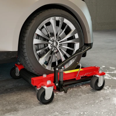 HOMCOM Pack de 2 carros de manutención para coche capacidad 680kg carro de desplazamiento ancho neumático 22,8cm 56x54x19,5cm, negro