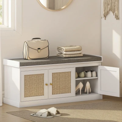 HOMCOM Panca portascarpe 105 x 35 x 47 cm Bianco