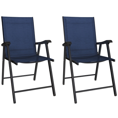 Outsunny Folding Garden Dining Chairs Set of 2 Navy Blue