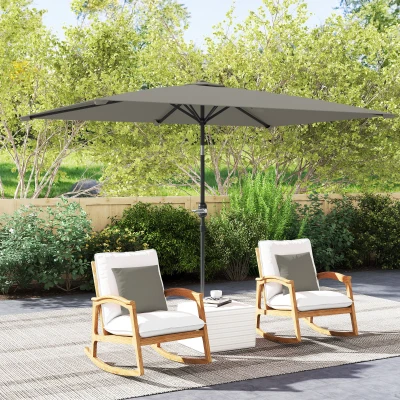 Outsunny Patio Parasol Aluminium Tilt 3x2m Light Grey