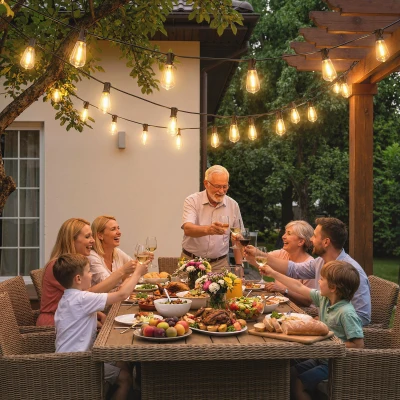 HOMCOM Catena Luminosa da Esterno con 50 Luci LED IP44 Nero