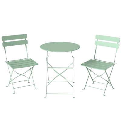 Outsunny Folding Bistro Set Metal Frame Light Green