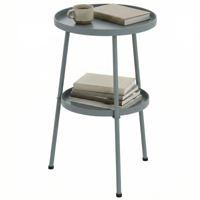 Outsunny Table Ronde Ø36cm Métal Gris Foncé Extérieur Jardin