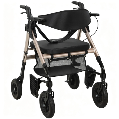 HOMCOM Rollator Walker Wheelchair with Seat - Black