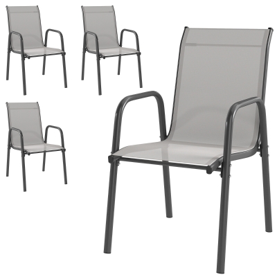 Outsunny Lot de 4 Chaises Jardin Empilables Dossier Respirant