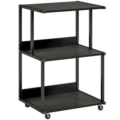 Supporto Stampante a 3 Livelli con Ruote, Nero