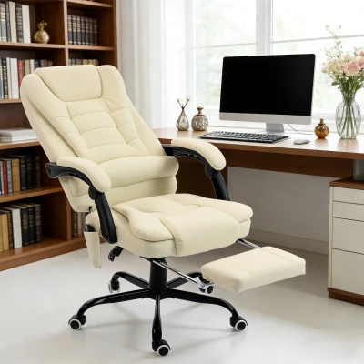 Vinsetto Poltrona da ufficio massaggiante 67x79x121cm beige