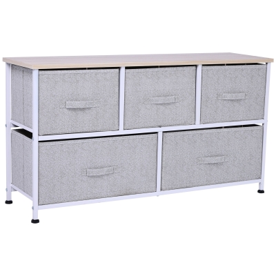 HOMCOM Cassettiera in Tessuto 100x30x54 cm Grigio