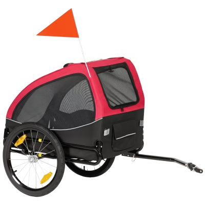 PawHut Rimorchio per bici per cani 138cm x 70cm x 89cm Rosso