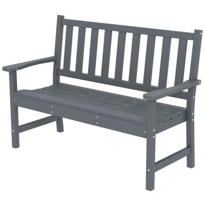 Outsunny Banc Jardin 2 Places Plastique Effet Bois Gris