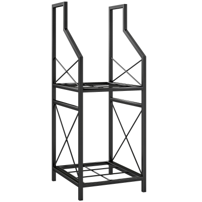 Outsunny Soporte para leña de 2 niveles en metal con base elevada, 34x30x80 cm, Negro