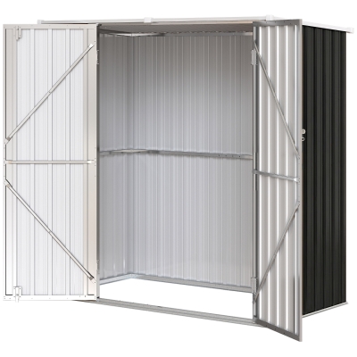 Outsunny Abri Métal Extérieur 1,37m² Gris avec Portes Loquet