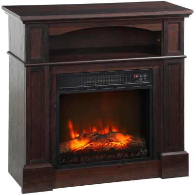 HOMCOM Chimenea eléctrica efecto llamas LED brillo regulable con mando a distancia - 1800 W - 80,5 x 32,3 x 80,5 cm