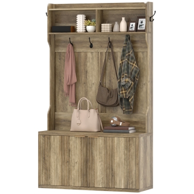 HOMCOM Porte-Manteau Moderne 4 en 1 avec Étagère Chêne 100x38x172 cm