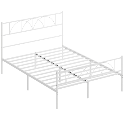 HOMCOM Estructura de Cama 140x190 cm con Cabecero Soporte de Listones de Acero Almacenamiento Bajo la Cama