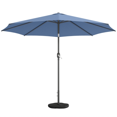 Outsunny Parasol Rond Ø295cm UV30+ Balcon/Jardin Bleu