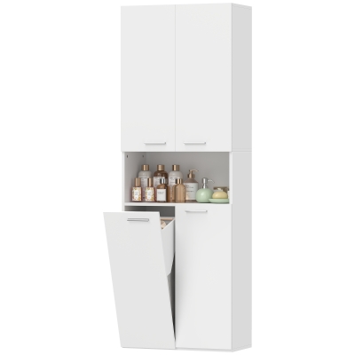 HOMCOM Colonne Salle de Bain 174cm Blanc avec Panier à Linge